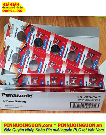COMBO 01HỘP 10vỉ=50viên Pin Panasonic CR2016 lithium 3v (MẪU MỚI) _Giá chỉ 529.000/ HỘP 50viên